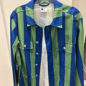 Blue and green striped jacket